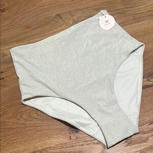 NWT NEIWAI x SAVISLOOK Cream Shimmer High Waist Bikini Bottoms Size Small